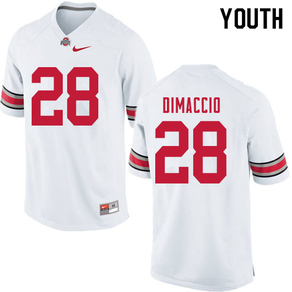 Ohio State Buckeyes Dominic DiMaccio Youth #28 White Authentic Stitched College Football Jersey